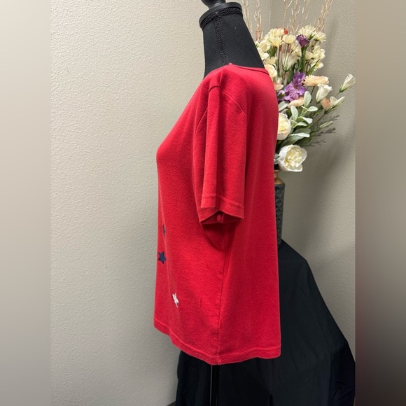 Onque Casuals Cotton Patriotic  Red, White, Blue sequenced Stars Tee Size Large - Picture 6 of 8